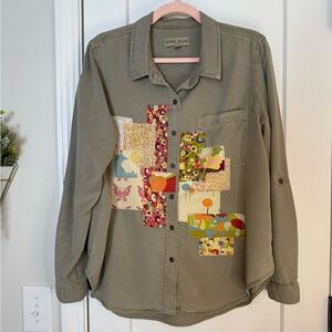 Knox Rose Olive Drab Upcycled Button Down